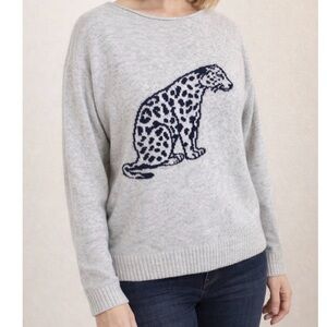 Subdued Women’s Light  Cashmere-Blend Leopard Intarsia Sweater made in Italy 🇮🇹